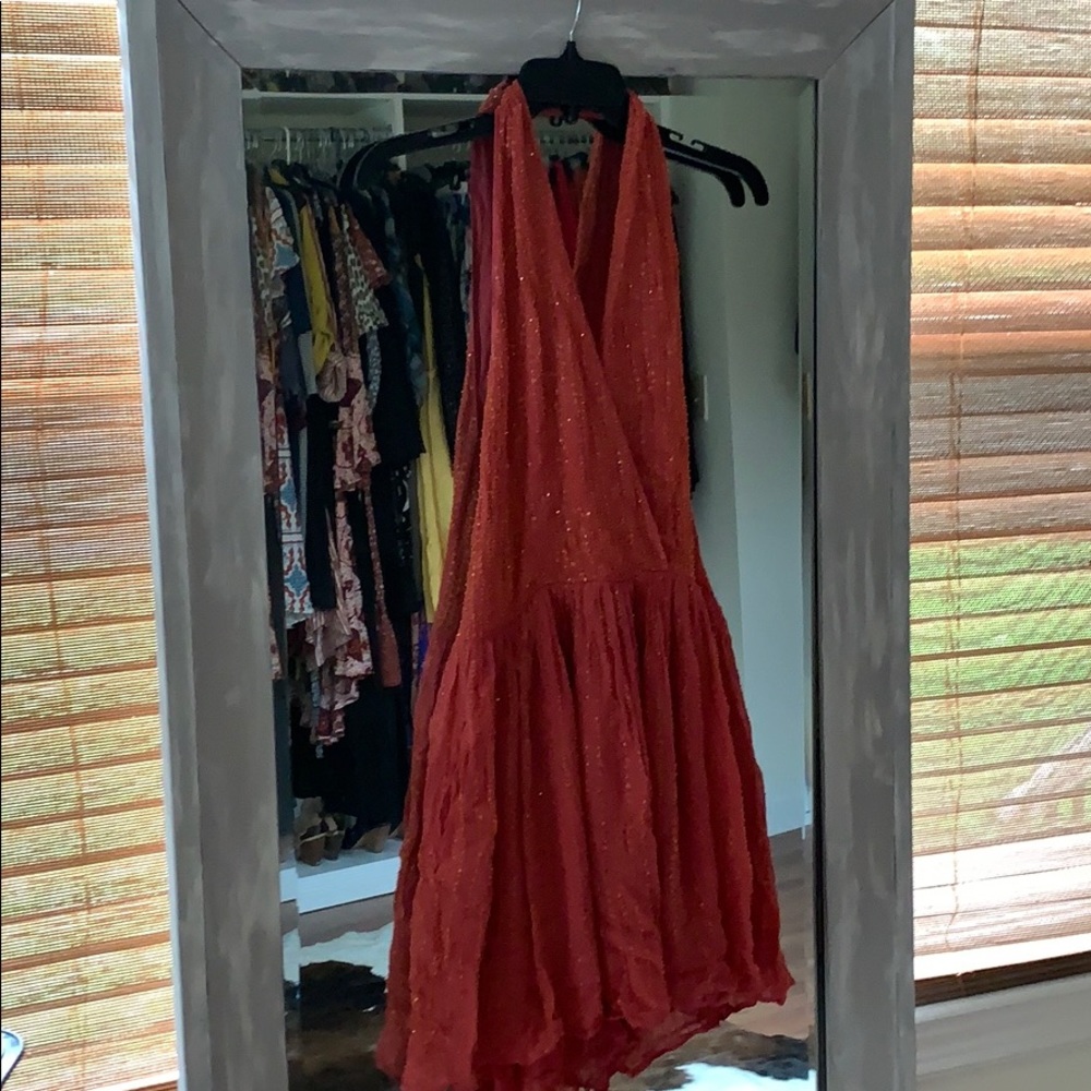 Sequin plunge neckline dress